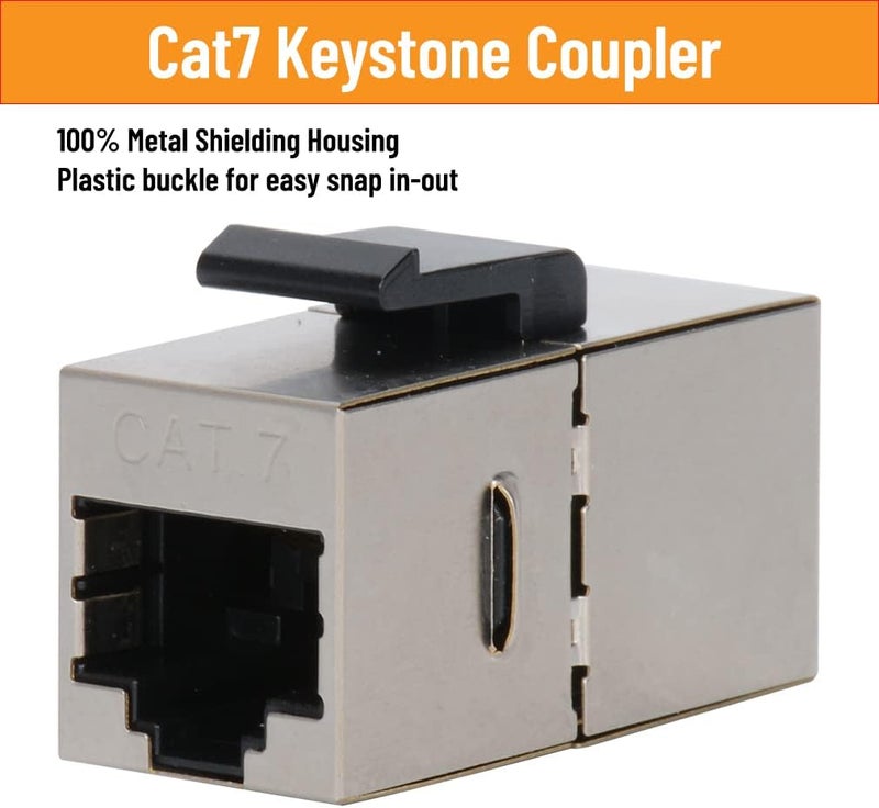 YOEMELY RJ45 Wall Plate 2 Port, Single Gang Cat7 Wall Plate with Metal Shielded Cat 7 Ethernet Coupler, 1 Gang Low Voltage Mounting Bracket for Networking Cables (White, 2 Pack) - Image 2